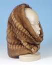 шапка-шарф из меха норки светло коричневого цвета, (женские головной уборы)