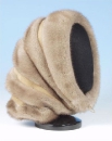 женская шапка-шарф из норки светло бежевого цвета с кожаными вставками,(женские головной уборы)