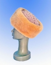 женская оранжевая шапка,(головной убор) из меха норки