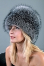популярная модель женской шапки лисы (мех серебристо чёрный)