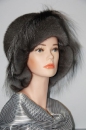 тёмно серая шляпа из норки с перьями (женские головные уборы)