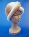 женская шляпа из норки цвет белый с оранжевым, шапки, головные уборы 