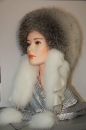 женская лисья шапка  (модель с белыми завязками из меха лисы), головные уборы