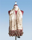  белый женский шарф с отделкой коричневым мехом норки