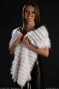 женский шарф вязанный из меха белого песца на шифоне, меховые изделия, аксессуары